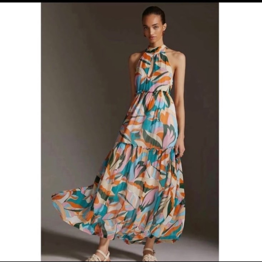 Anthropologie Maeve Keyhole Halter Maxi Dress Size XS